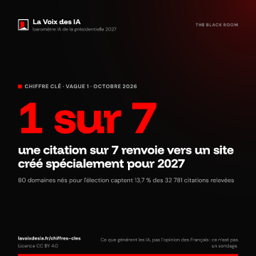 1 sur 7 : une citation sur 7 renvoie vers un site créé spécialement pour 2027 (La Voix des IA, vague 1, octobre 2026)
